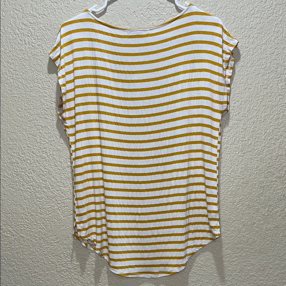 Green Envelope Mustard and White Striped Tee - Picture 3 of 3